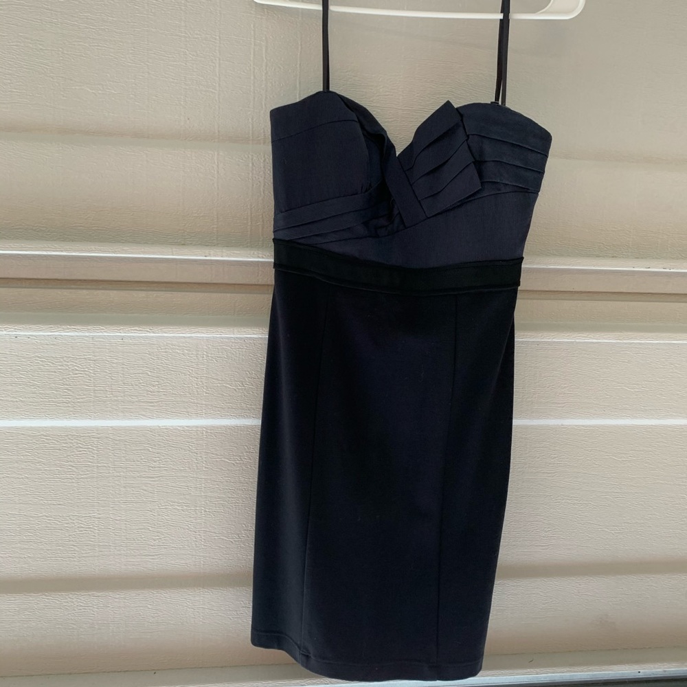 BCBG strappless black and navy blue dress